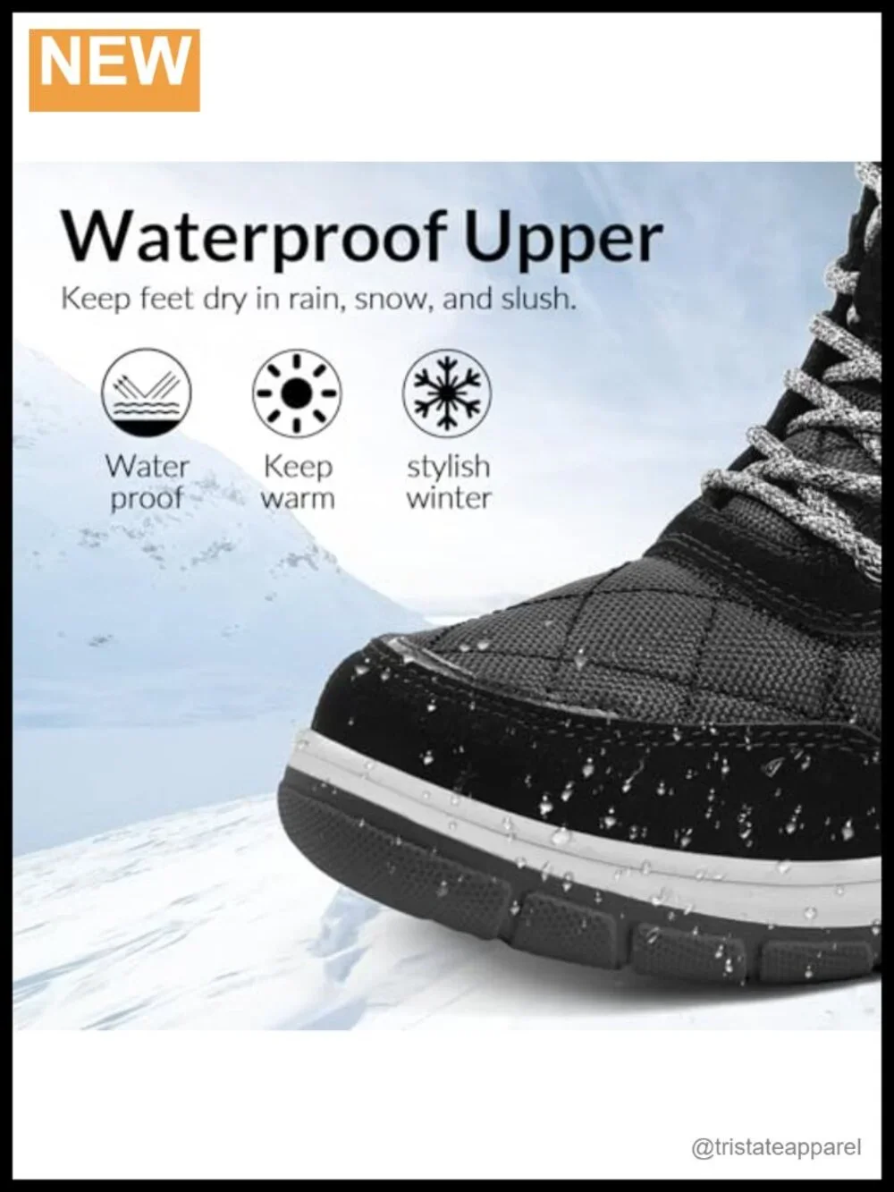 Women's Waterproof Insulated Faux Fur Snow Boots Non-Slip Winter Lace-Up